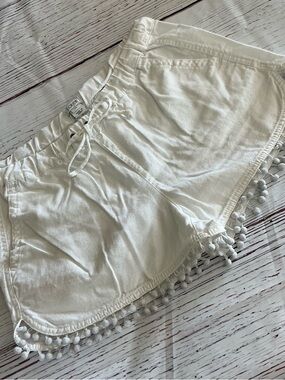 J. Crew White XS Pom-Pom Trim Drawstring Women's Shorts